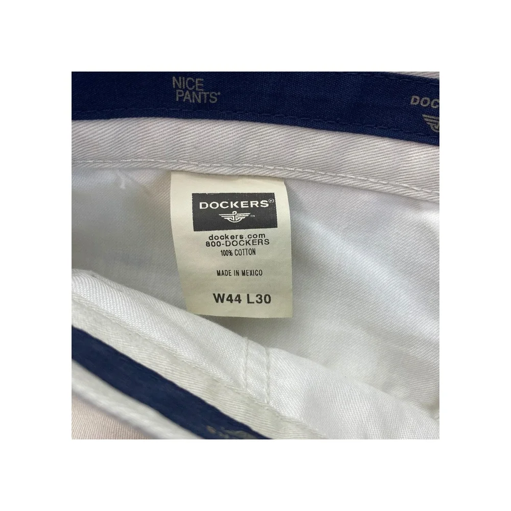 Dockers Mens Classic Fit Pleated Khaki Pants W44 L30 Cotton‎